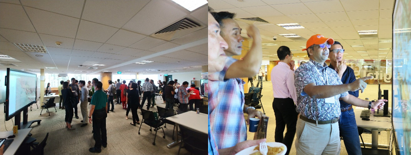 Participants enjoying refreshments and networking with one another, while exploring our projects and demonstrations.