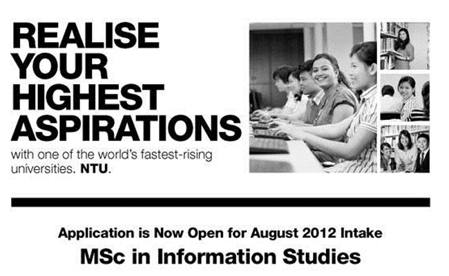 NTU Wee Kim Wee School MSc (Information Studies) Application – August 2012 Intake